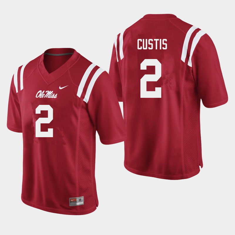 Men #2 Montrell Custis Ole Miss Rebels College Football Jerseys Sale-Red
